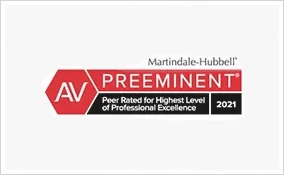 AV Preeminent Peer Reted for Highest Level of Professional Excellence 2021