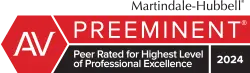 AV Preeminent Peer Reted For Highest Level Of Professional Excellence 2024