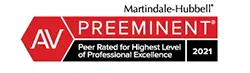 AV Preeminent Peer Reted For Highest Level Of Professional Excellence 2021